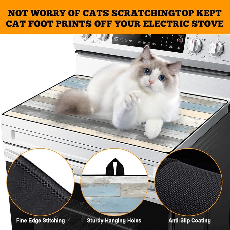 AOHMPT Multi-Design Stove Top Cover for Glass/Electric Stoves - 3-in-1 Heat-Resistant Protector Mat, Non-Slip Drying Rack 28"x20" (Wood Grain, 28" L x 20" W) - Image 4
